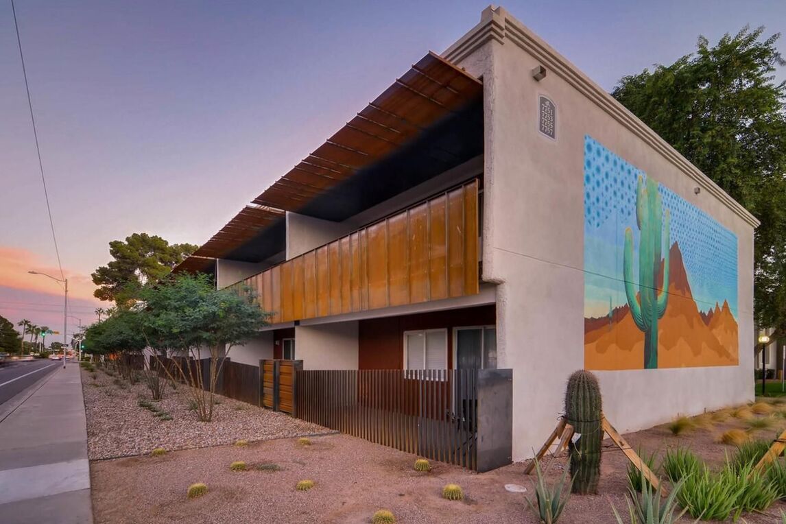 Building exterior with private patios and balconies